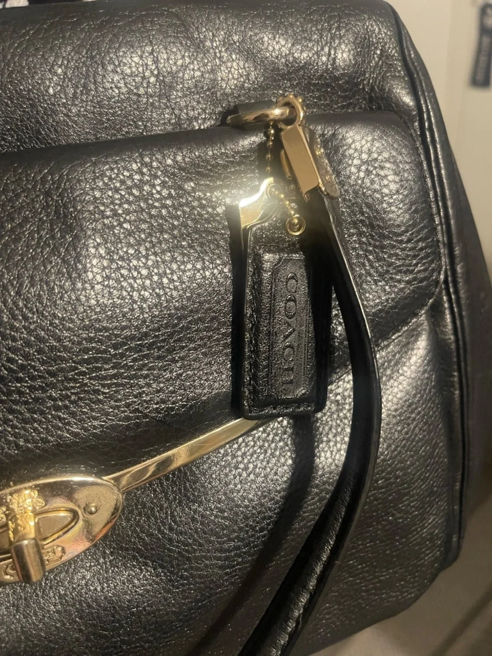 Coach Madison Madeline Black Pebbled Leather Satchel Bag 25106 - 2012